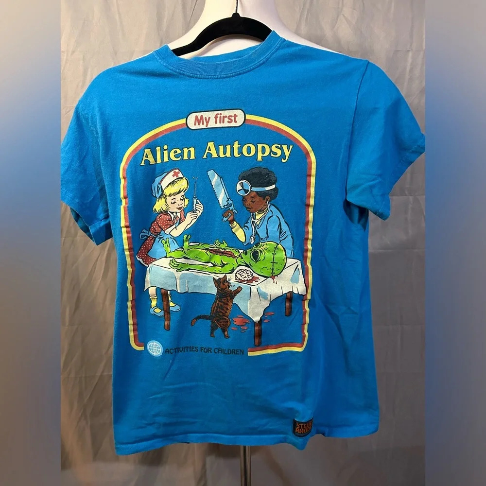 ALIEN MY FIRST AUTOPSY TEE -STEVEN RHODES -SIZE S-UNISEX-RETRO LOOK
